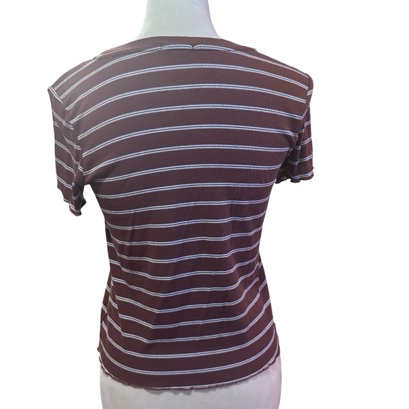 Heart Hips Brown Striped Top Slightly Cropped Size Large - Picture 4 of 5